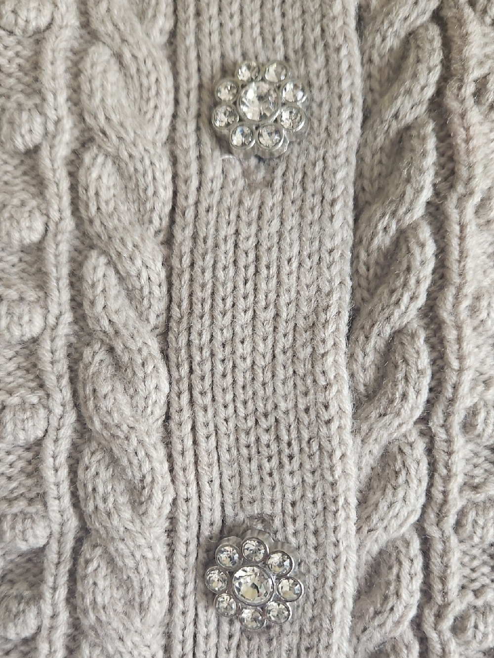 Anthropologie Maeve Gem-Embellished Cable-Knit Cardigan Sweater - Picture 8 of 10